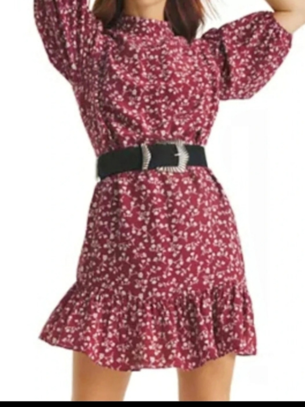 The Kooples All Over Lumieres Dress Floral Print Mini Dress Red/White Small 2-4
